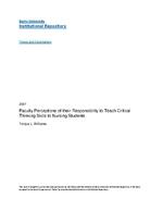 Faculty perceptions of their responsibility to teach critical thinking skills to nursing students